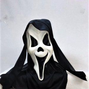 Vintage SCREAM Fantastic Faces Happy Ghost Glow Mask Poly Shroud Fun World Div